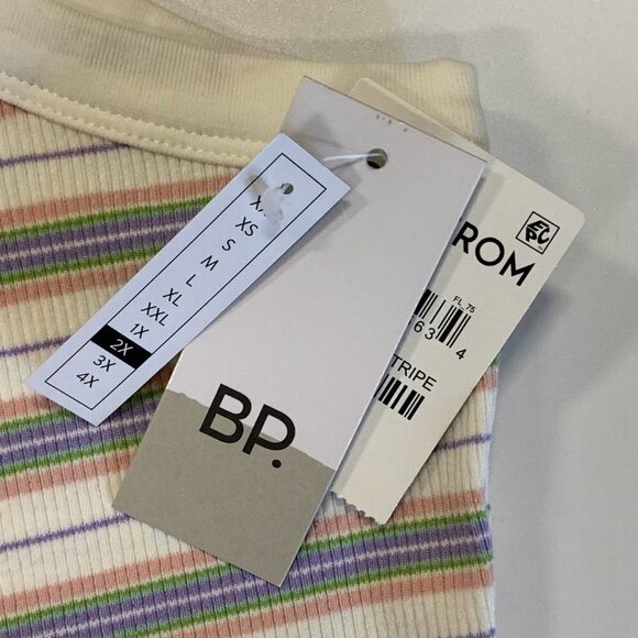 Nordstrom BP Women's White Kalee‎ Stripe Cotton Rib Knit Ringer Tank Size 2X NWT - Picture 6 of 12